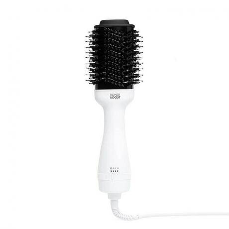 La brosse noire et blanche pour sèche-cheveux Bondi Boost Blowout Brush Pro sur fond blanc