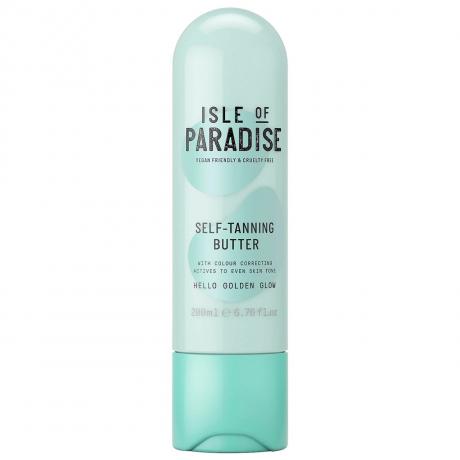 Isle of Paradise isepruunistav kehavõi valgel taustal