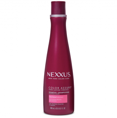 Nexxus Color Assure Rebalancing White Orchid Extract Shampooing sans silicone ni sulfate sur fond blanc