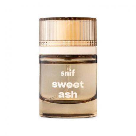 Snif Sweet Ash bouteille de parfum de couleur camel sur fond blanc