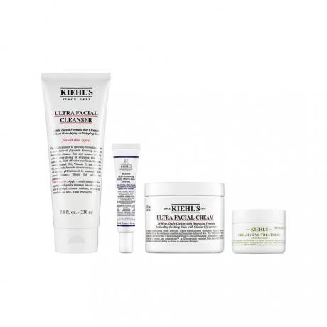 Kiehl's Ultra Facial Cleanser Set su sfondo bianco