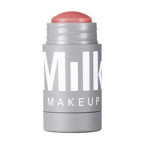 Maquillaje de leche Labio + Mejilla gris torcer el tubo de rubor en barra sobre fondo blanco
