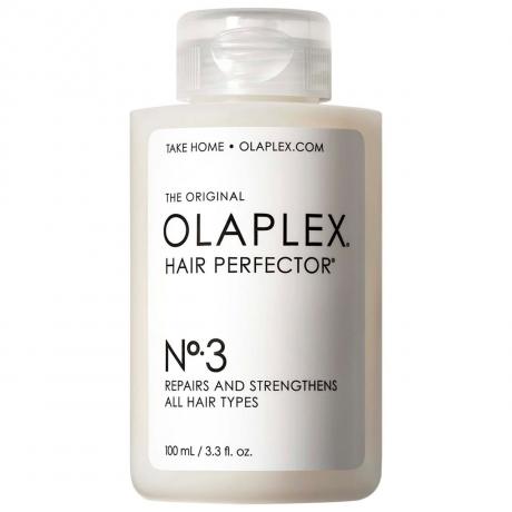 Olaplex Hair Perfector No 3 balta pudele uz balta fona