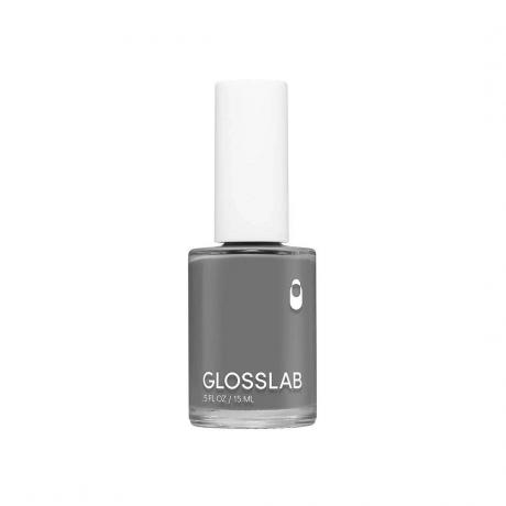 Glosslab skiffergrå nagellack med vit mössa på vit bakgrund