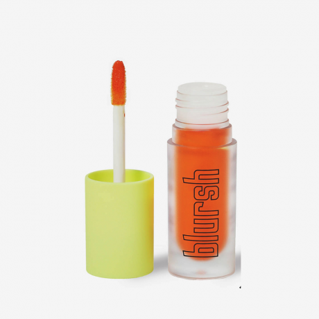 öppnad tub med Made By Mitchell Blursh Liquid Cream Blusher i ljus orange Mango Daiquiri nyans 