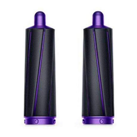 Duo de barils Airwrap Dyson 1,6 pouces en violet et noir sur fond blanc