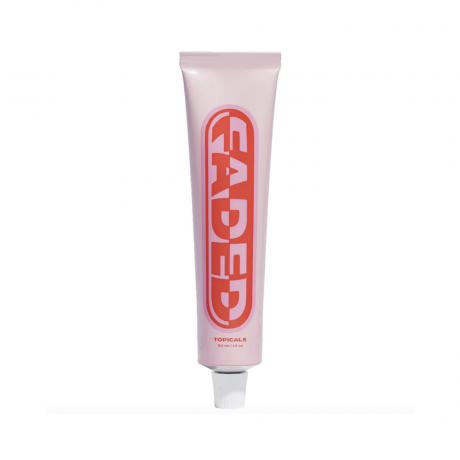 Topicals's Faded Brightening & Clearing Gel dans un tube en plastique rose avec une police rouge sur fond blanc 
