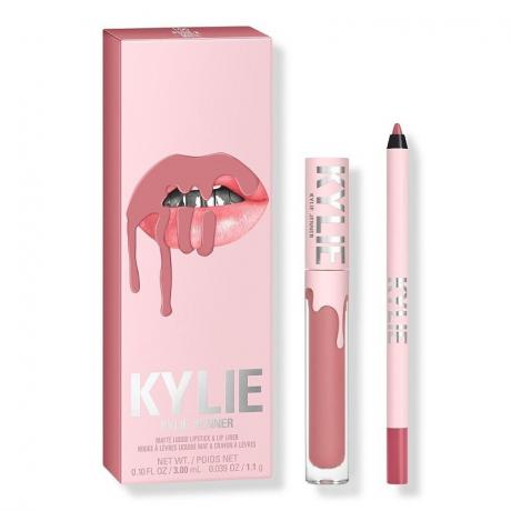 Матові набори для губ Kylie Cosmetics з коробкою на білому тлі