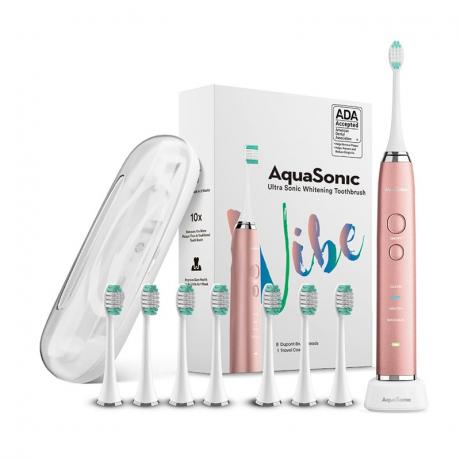 AquaSonic Vibe Series Ultra Whitening Tandbørste på hvid baggrund