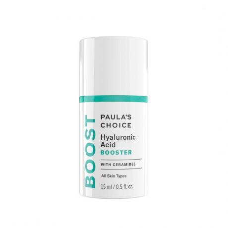 Paula's Choice Booster d'acide hyaluronique dans un tube blanc sur fond blanc