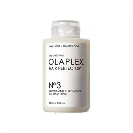 Il trattamento riparatore Olaplex Hair Perfector n. 3 su sfondo bianco