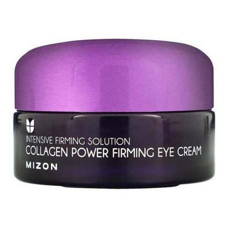 Mizon Collagen Power Firming Eye Cream fioletowy słoiczek na białym tle
