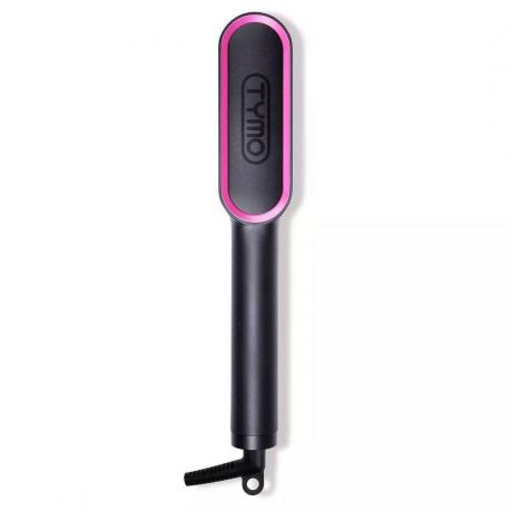 Tymo Ring Hair Straightening Brush i svart och rosa på vit bakgrund