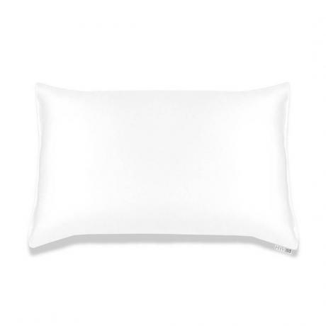 Balto šilko MYK 100% natūralaus šilkmedžio šilko pagalvės užvalkalas baltame fone