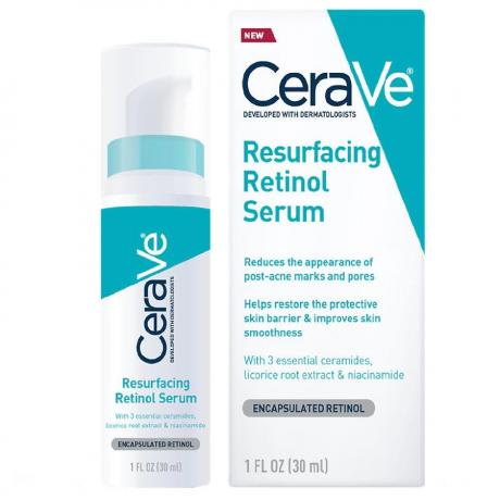 CeraVe Resurfacing Retinol Serum sobre fondo blanco.