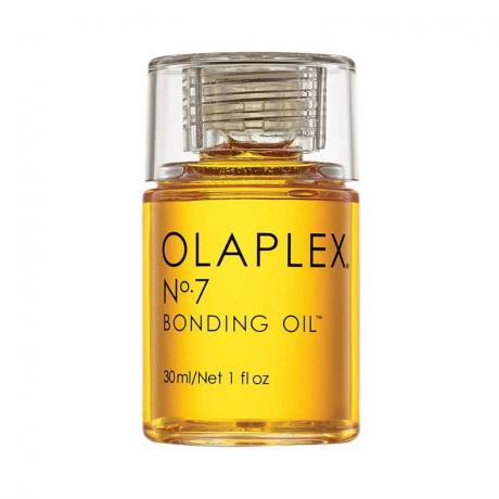 Olaplex No.7 Bonding Oil върху бял фон