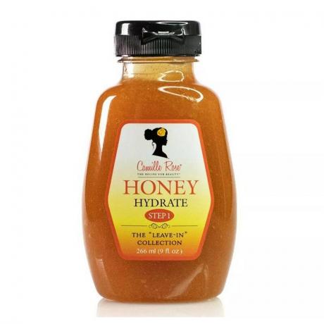 Camille Rose Honey Hydrate Leave-In Conditioner fľaštička na stlačenie medu na bielom pozadí