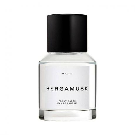 Eau de Parfum Heretic Bergamusk: Un flacon de parfum avec bouchon noir sur fond blanc
