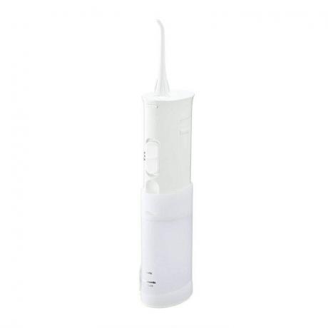 L'hydropulseur portable Panasonic blanc sur fond blanc
