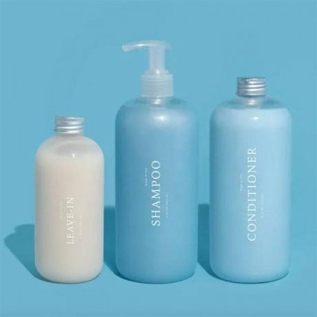 pudelid Function of Beauty šampooni, palsamit ja juustesse jäetavat palsamit