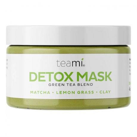 En burk med Teami Blends Green Tea Blend Detox Mask på vit bakgrund