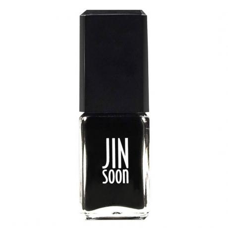 Jinsoon Nail Lacquer in Absolute Black прямокутна пляшка чорного лаку для нігтів на білому тлі