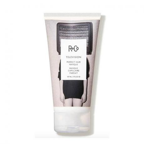 Un tube de la R+Co Television Perfect Hair Masque sur fond blanc