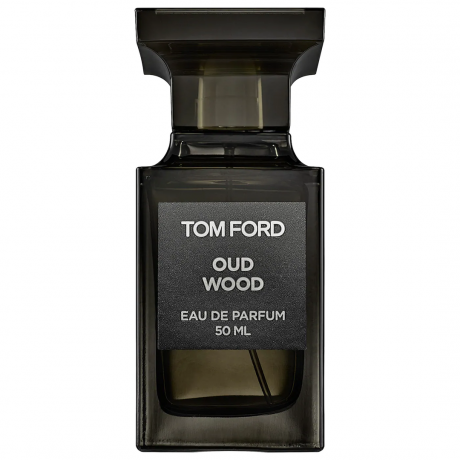 sebotol tom ford oud wood eau de parfum dengan latar belakang putih