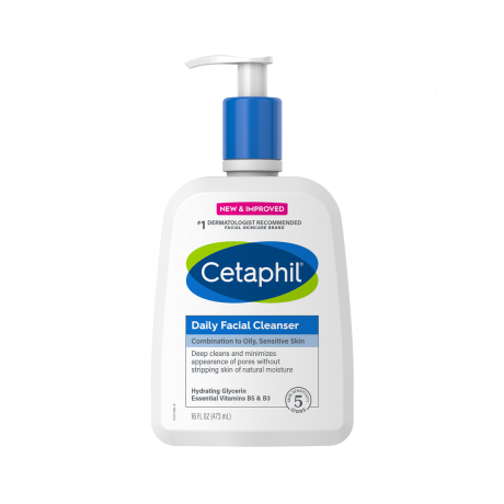 Nettoyant quotidien pour le visage Cetaphil sur fond blanc