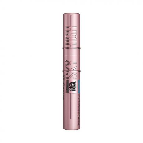 Maybelline New York Lash Sensational Sky High Waterproof Mascara рожевий тюбик туші на білому тлі