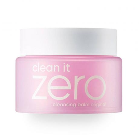 Banila Co. Clean It Zero Очищающий бальзам 3-в-1 в розовой банке с белой крышкой на белом фоне