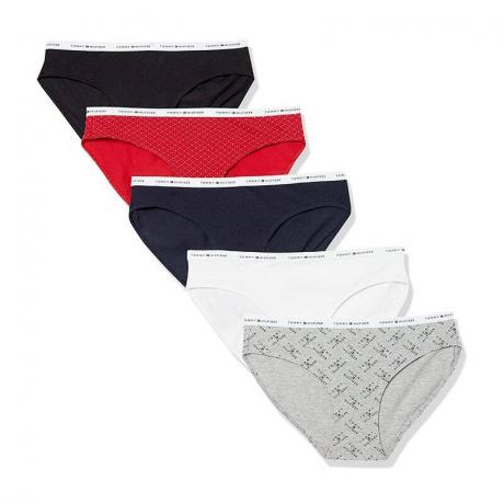 Les sous-vêtements Tommy Hilfiger Bikini-Cut (lot de 5) sur fond blanc