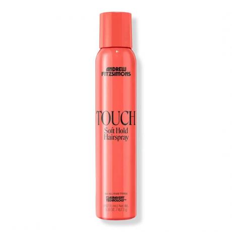Andrew Fitzsimons Touch Soft Hold Hairspray orange burk med hårspray på vit bakgrund