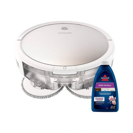 Bissell SpinWave Robot Pet, 2-in-1 Wet Mop และ Dry Robot Vacuum บนพื้นหลังสีขาว