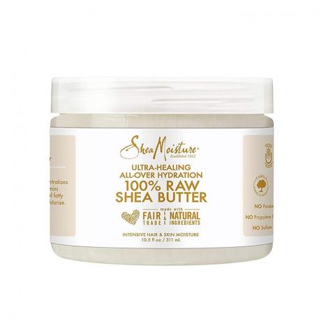 SheaMoisture 100% Raw Shea Butter baltas indelis baltame fone
