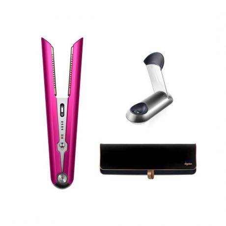 Dyson Corrale stijltang in fuchsia op witte achtergrond
