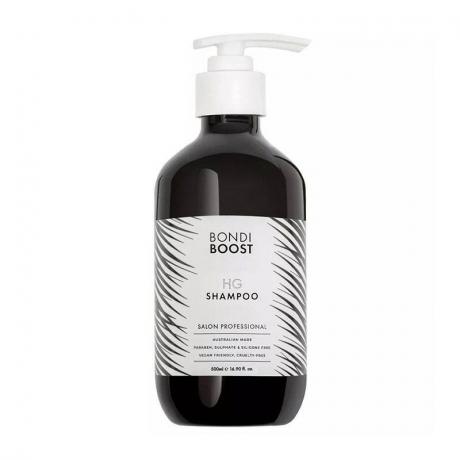 Un grand flacon pompe du shampooing Bondi Boost Hair Growth sur fond blanc
