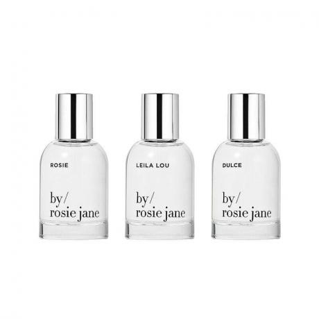 Autors Rosie Jane Bestsellers Mini Eau de Parfum Trio uz balta fona