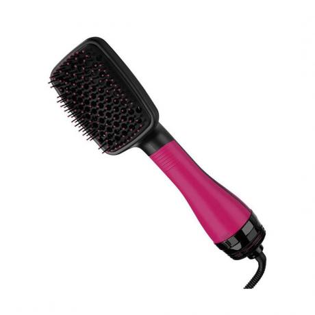 Revlon sušilica za kosu u jednom koraku u žarko ružičastoj i crnoj boji na bijeloj pozadini 