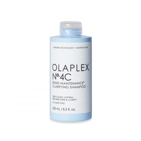 Une bouteille d'Olaplex No.4C Bond Maintenance Shampoo sur fond blanc