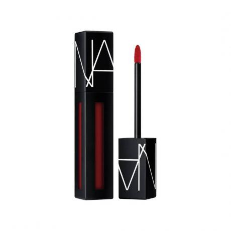 Nars Powermatte Lip Pigment i Starwoman sort tube af mørkeblå rød flydende læbepigment på hvid baggrund