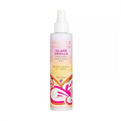 Пляшка з розпилювачем Pacifica Island Vanilla Hair & Body Mist на білому фоні