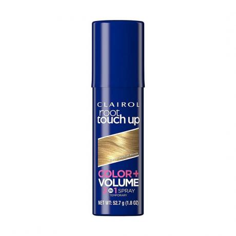 Clairol Root Touch Up Color + Volume 2 in 1 Spray blå tåge sprayflaske på hvid baggrund