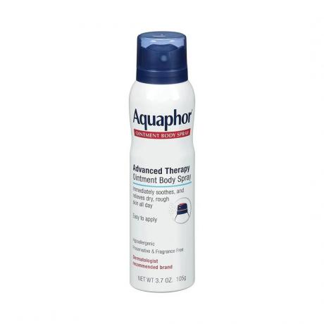 Aquaphor Advanced Therapy Ointment Body Spray på vit bakgrund