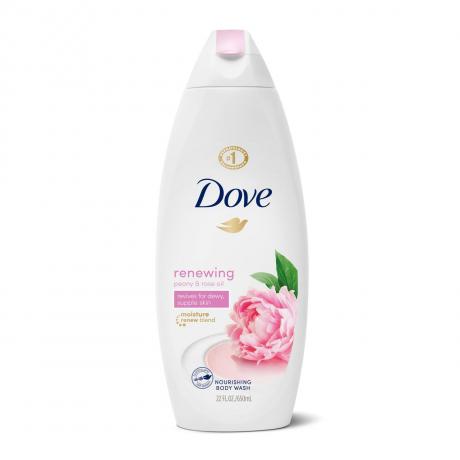 Dove Renewing Peony & Rose Oil Body Wash på vit bakgrund