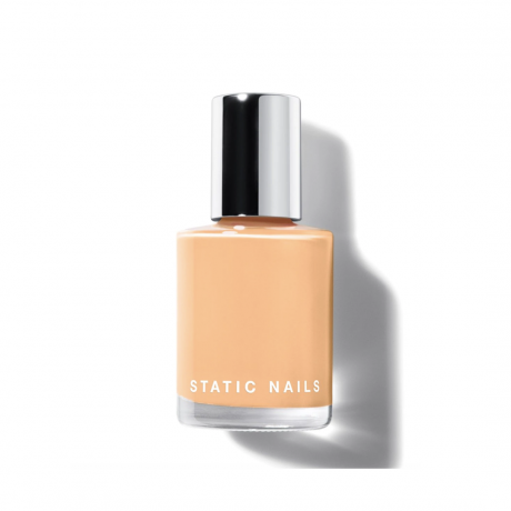 Лак Static Nails Liquid Glass Lacquer светло-персикового оттенка Peachy Keen на белом фоне