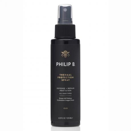flaska Philip B Thermal Protection Spray på vit bakgrund