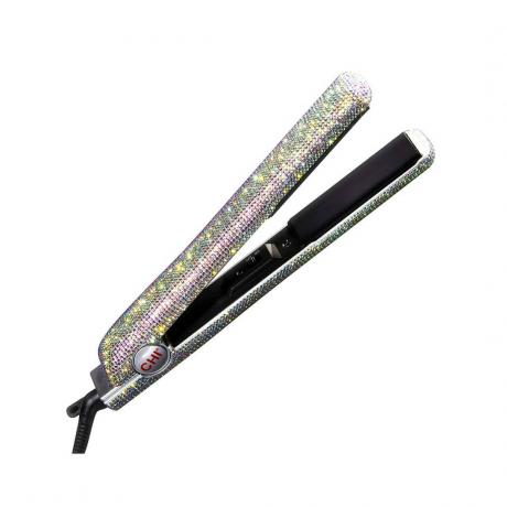 CHI The Sparkler 1" Lava Ceramic Hairstyling Iron, покрита с кристали, ютия на бял фон