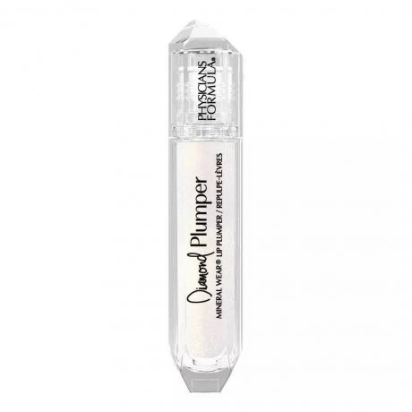Physicians Formula Diamond Lip Plumper vial de brillo de labios transparente sobre fondo blanco