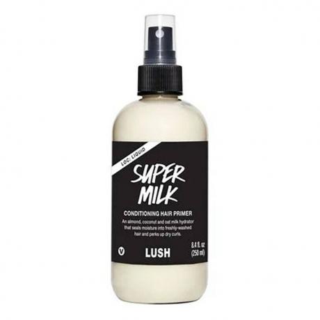 Lush Super Milk Conditioning Hair Primer su sfondo bianco